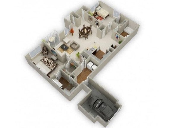 Two Bedroom Two Bathroom Floor Plan River