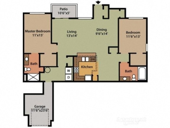 Two Bedroom Two Bathroom Floor Plan River