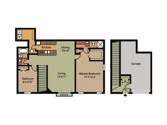 Two Bedroom Two Bathroom Floor Plan Spruce