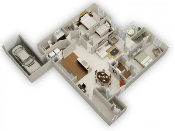 Three Bedroom Two Bathroom Floor Plan Cypress