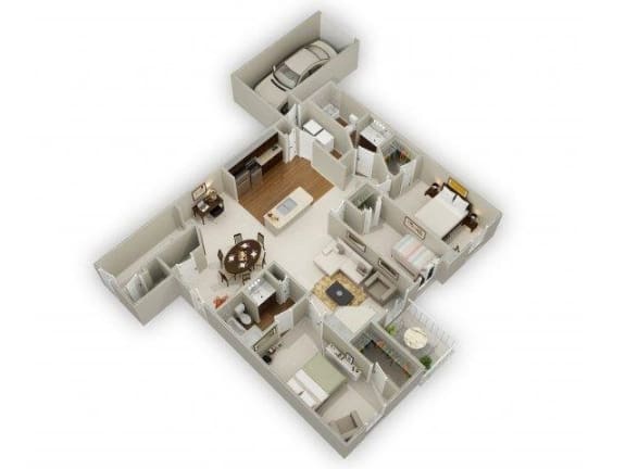 Three Bedroom Two Bathroom Floor Plan Cypress