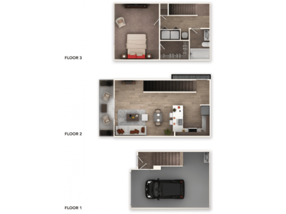 one bed one bath with garage 826 sqft
