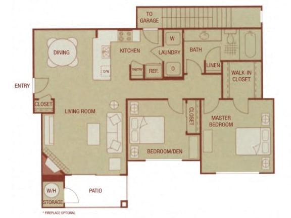 Sonoma Resort Apartments 2 bed 1 bath 970sqft
