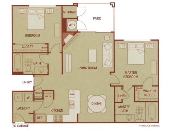 Sonoma Resort Apartments 2 bed 2 bath 1033 sqft