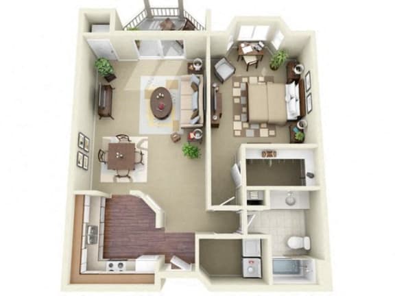 One Bedroom Apartment Style A Floor Plan