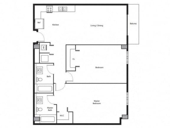2 Bed 2 Bath Floor Plan | 1,050 Sq. Ft. at District West Gables Apartments in West Miami, Florida