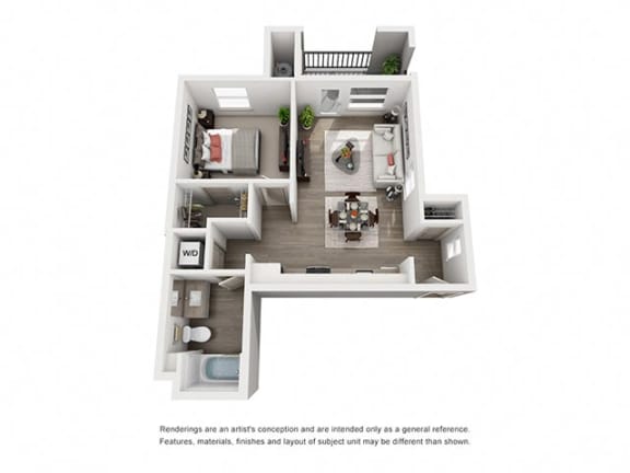 1 bed 1 bath floor plan at Montecito Apartments at Carlsbad, Carlsbad, 92010