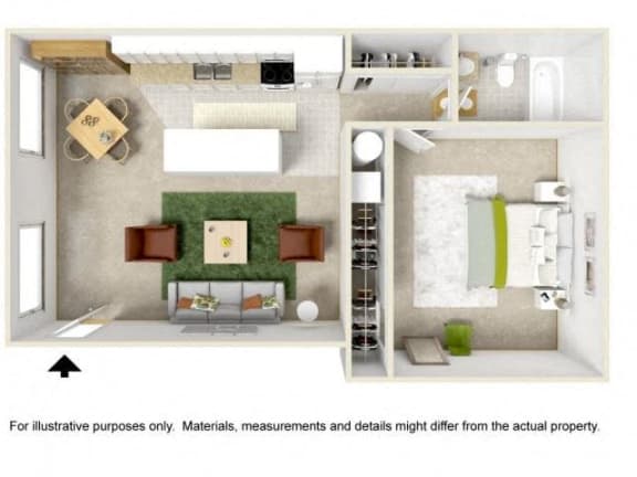 Parkside One Bedroom Floor Plan