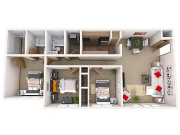 3 bedroom 2 bathroom apartment in Rochester MN Floor plan