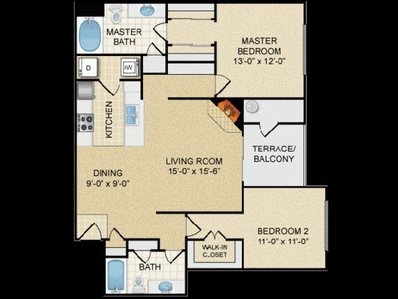 B3 2 bedroom 2 bath