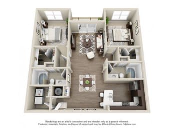 The Davidson Floor Plan at Elizabeth Square Apartments in Charlotte, NC