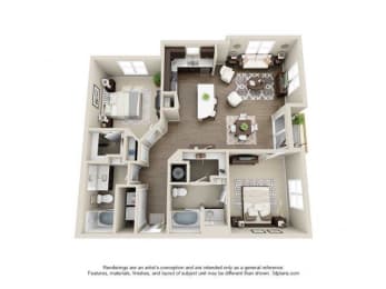The Piedmont Floor Plan at Elizabeth Square Apartments in Charlotte, NC