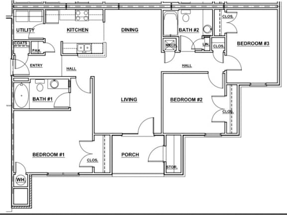 Floor Plan  3 Bedroom Floor Plan | 1,284 Sq. Ft. at Arbours at Fort King, Dade City
