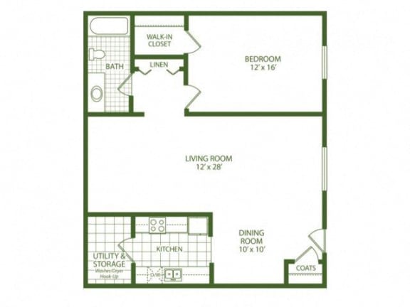 Floor Plan  1 Bedroom Apartment