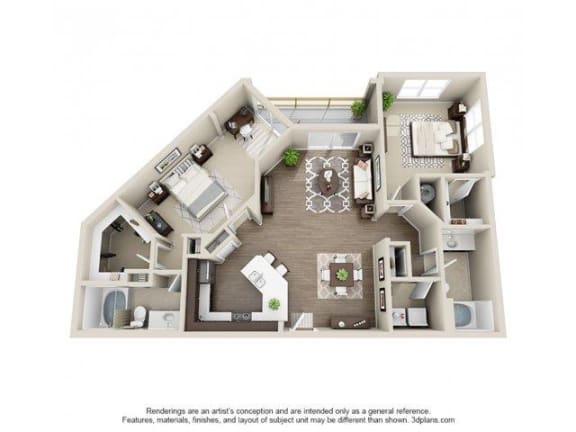 The Beaumont Floor Plan at Elizabeth Square Apartments in Charlotte, NC
