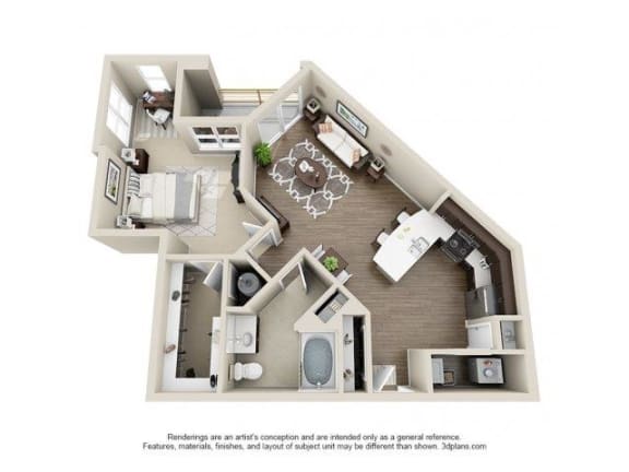 The Caswell Floor Plan at Elizabeth Square Apartments in Charlotte, NC