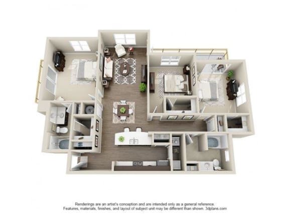 The Hawthorne Floor Plan at Elizabeth Square Apartments in Charlotte, NC