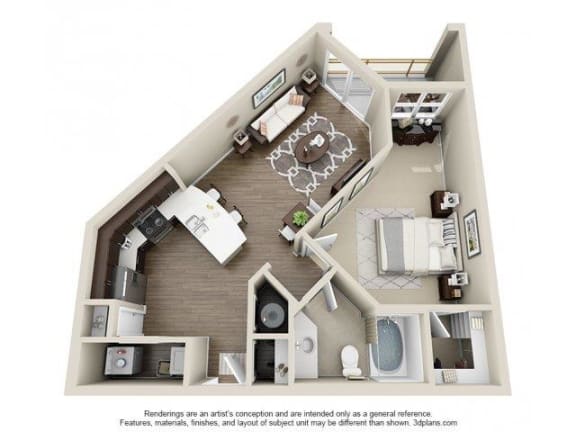 The Jackson Floor Plan at Elizabeth Square Apartments in Charlotte, NC