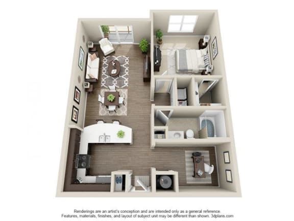 The Lamar Floor Plan at Elizabeth Square Apartments in Charlotte, NC