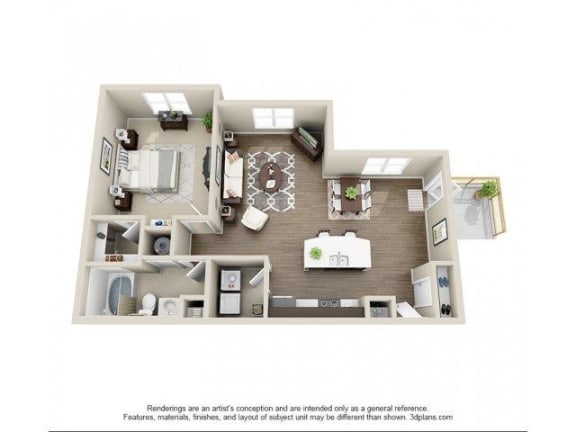 The Linden Floor Plan at Elizabeth Square Apartments in Charlotte, NC
