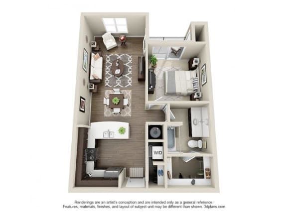 The Louise Floor Plan at Elizabeth Square Apartments in Charlotte, NC