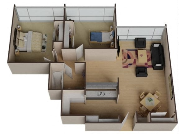 2 bedroom Floor Plan for rent in Oakland Ca Merritt On 3rd