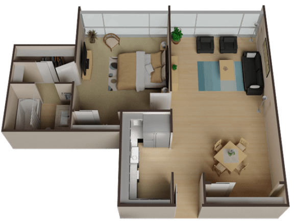 one bedroom Floor Plan for rent in Oakland Ca Merritt On 3rd