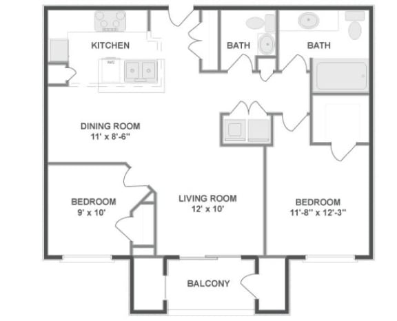 B2 Floor Plan at The MilTon Luxury Apartments, Vernon Hills, IL