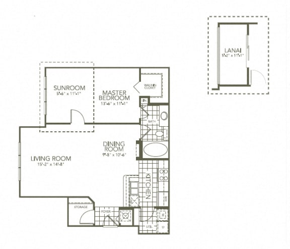 Floor Plan  Gardenia 1Bed_1Bath at The Palms Club Orlando Apartments, Orlando, FL, 32811-2402