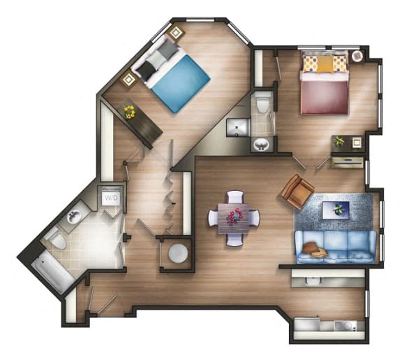 2 Bedroom 2C 13 Floor plan at The Saratoga Apartments, Washington, DC