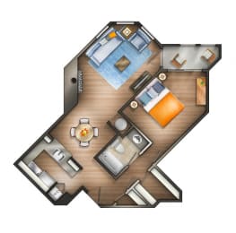 1 Bedroom - 1O Floor plan at The Saratoga Apartments, Washington, 20008