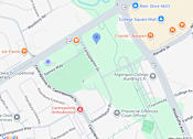 Thumbnail 3 of 3 - A map shows a section of streets and locations such as the Ice Flame and the College Square Mall.