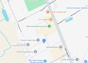 Thumbnail 4 of 4 - A map shows a street with various businesses and services such as a bowling centre and an auto care service.