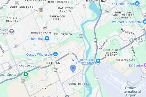 A map shows a section of Ottawa with various landmarks and streets.