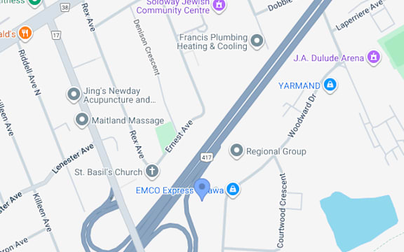 A map of a city with avenues and streets labeled.