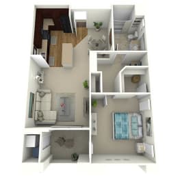 1 Bed 1 Bath The Avenue Floor Plan at Meridian Place, Northridge, CA, 91324