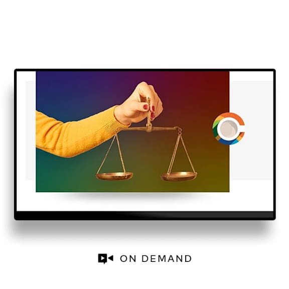A hand holding a balance scale with a Google Chrome icon in the background.