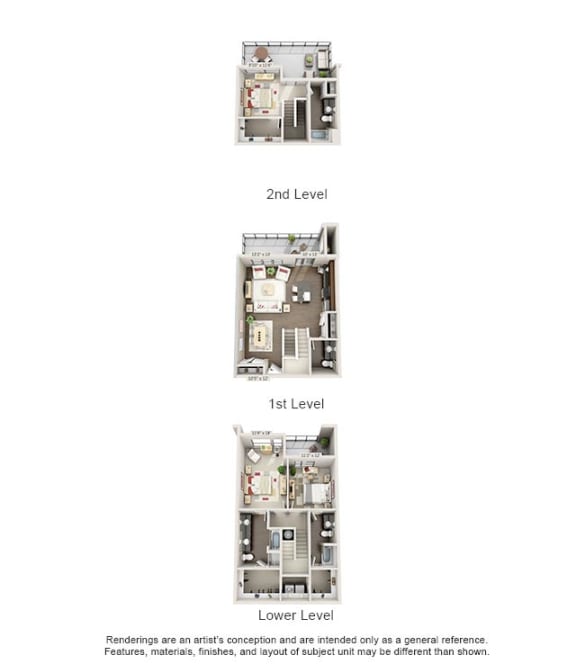 Vermillion 3 Bed 3 Bath Floor Plan  at CityWay, Indianapolis, Indiana