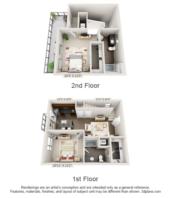 NoSo 2 Bed 2 Bath Blush Floor Plan at CityWay, Indianapolis, IN