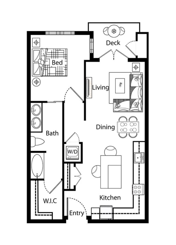 1 bed 1 bath D 1 bed 1 bath D at Purl Apartments, San Diego, California