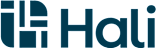 The image shows a logo with the text "ib Hali" in dark blue letters on a black background.