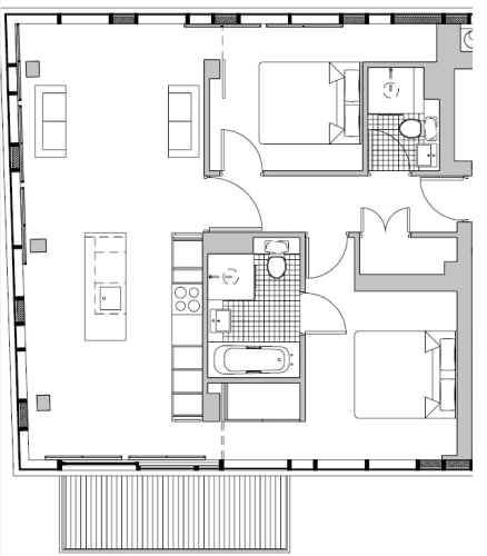 Floor Plan  2 Bed & 2 Bathroom