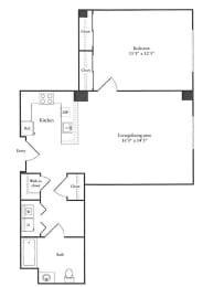 1 bedroom apartment for rent for family in Cambridge MA Floor Plan
