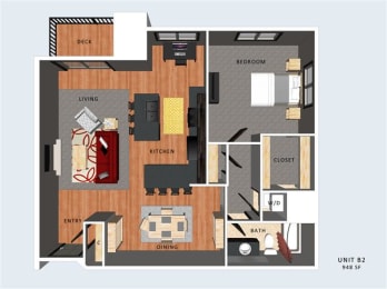 Floor Plan  Norwick one bedroom one bathroom floor plan at Villas of Omaha at Butler Ridge