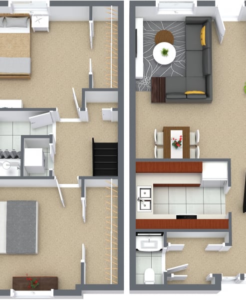 two views of a floor plan of a house