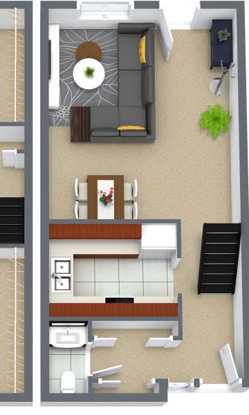two views of a floor plan of a house