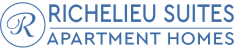 a blue background with the richelieu apartments logo and the word rochefle