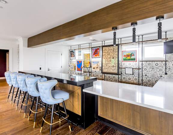 Eat-In Table With High Chairs In Clubhouse at Park Kennedy, Washington