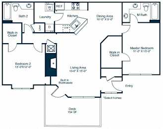 Elan at Mallard Creek B2 Floor Plan 2 Bedroom 2 Bath