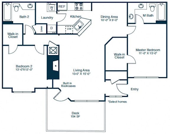 Elan at Mallard Creek B2 Floor Plan 2 Bedroom 2 Bath